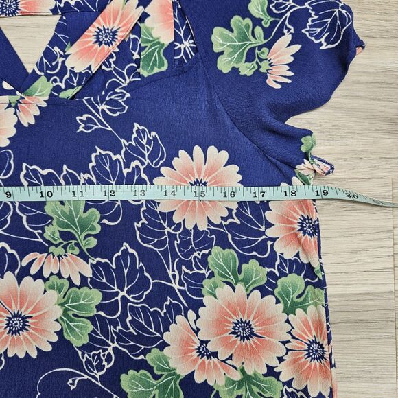 Maeve Anthropologie Womens Blue Floral Cut-Out Flowy Blouse Size 10 - Picture 6 of 10